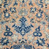 10x14 Navy Blue & Salmon Vintage Persian Rug, Geometric Style Classic Rug