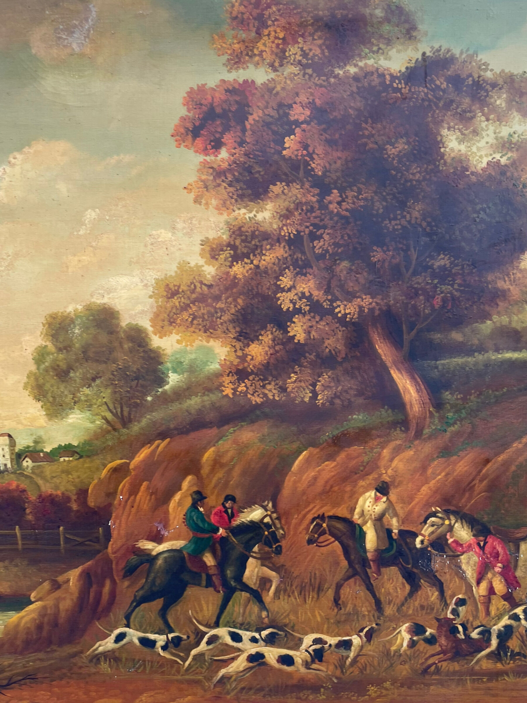 Painting court hunting oil on canvas