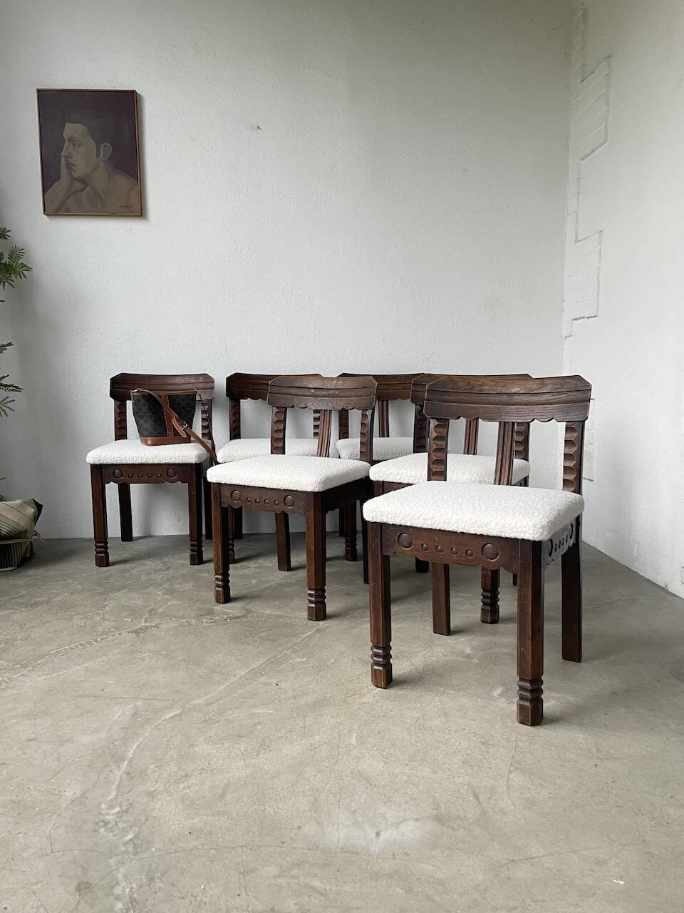 Set of 6 brutalist chairs from the 1940s