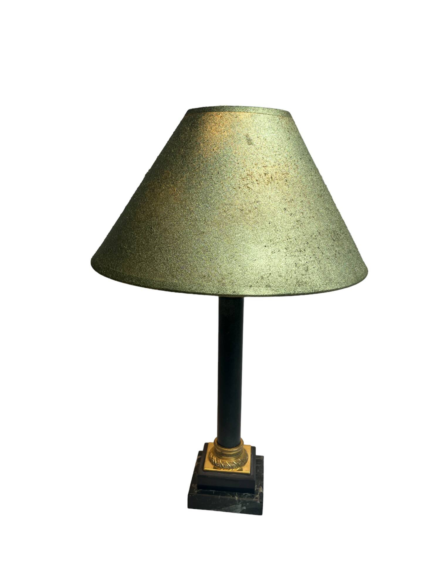 Empire bronze lamp base, marble and patinated sheet metal, 20th century