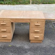 Bureau administratif extensible rénové en chêne du XIXème 130cm