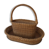 Vintage rattan bottle holder