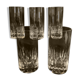 5 St Louis crystal orangeade and whiskey glasses, signed