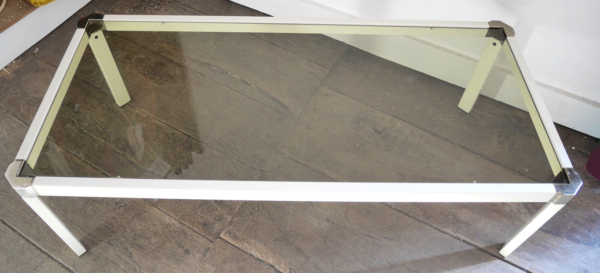Coffee table in lacquered metal and Italian smoked glass Romeo Rega