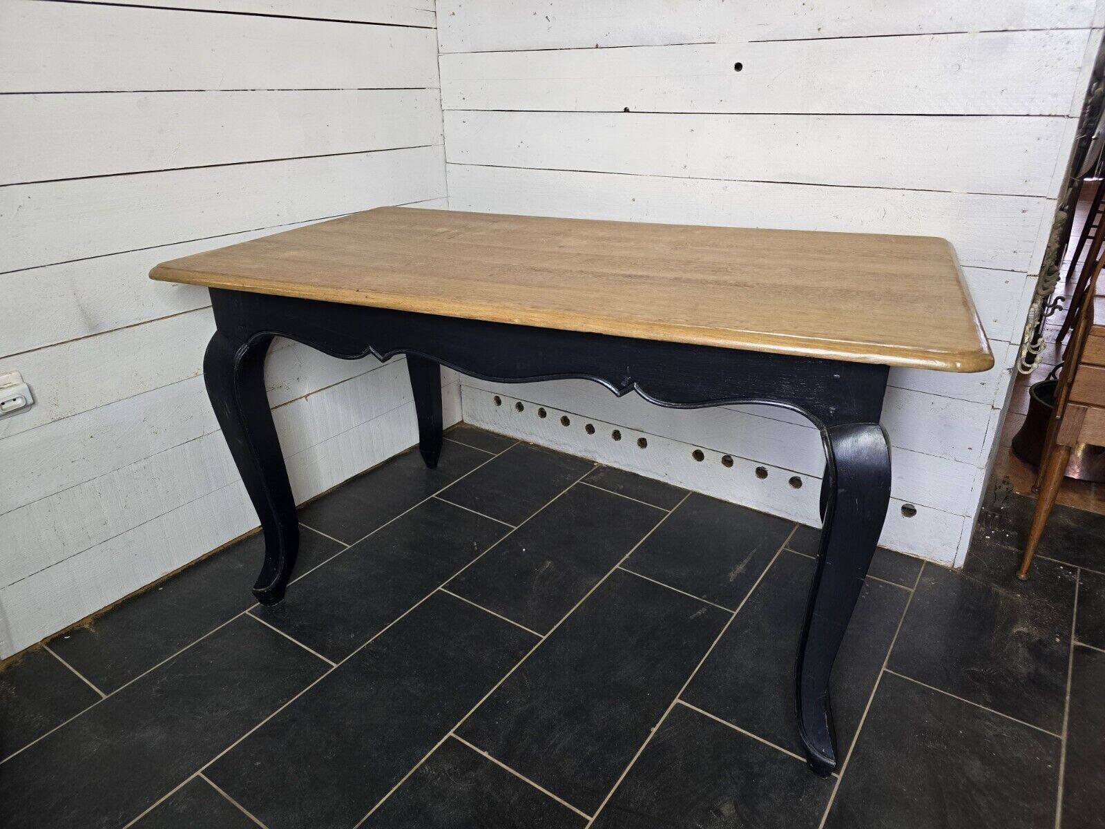 Louis xv style table in black patinated oak