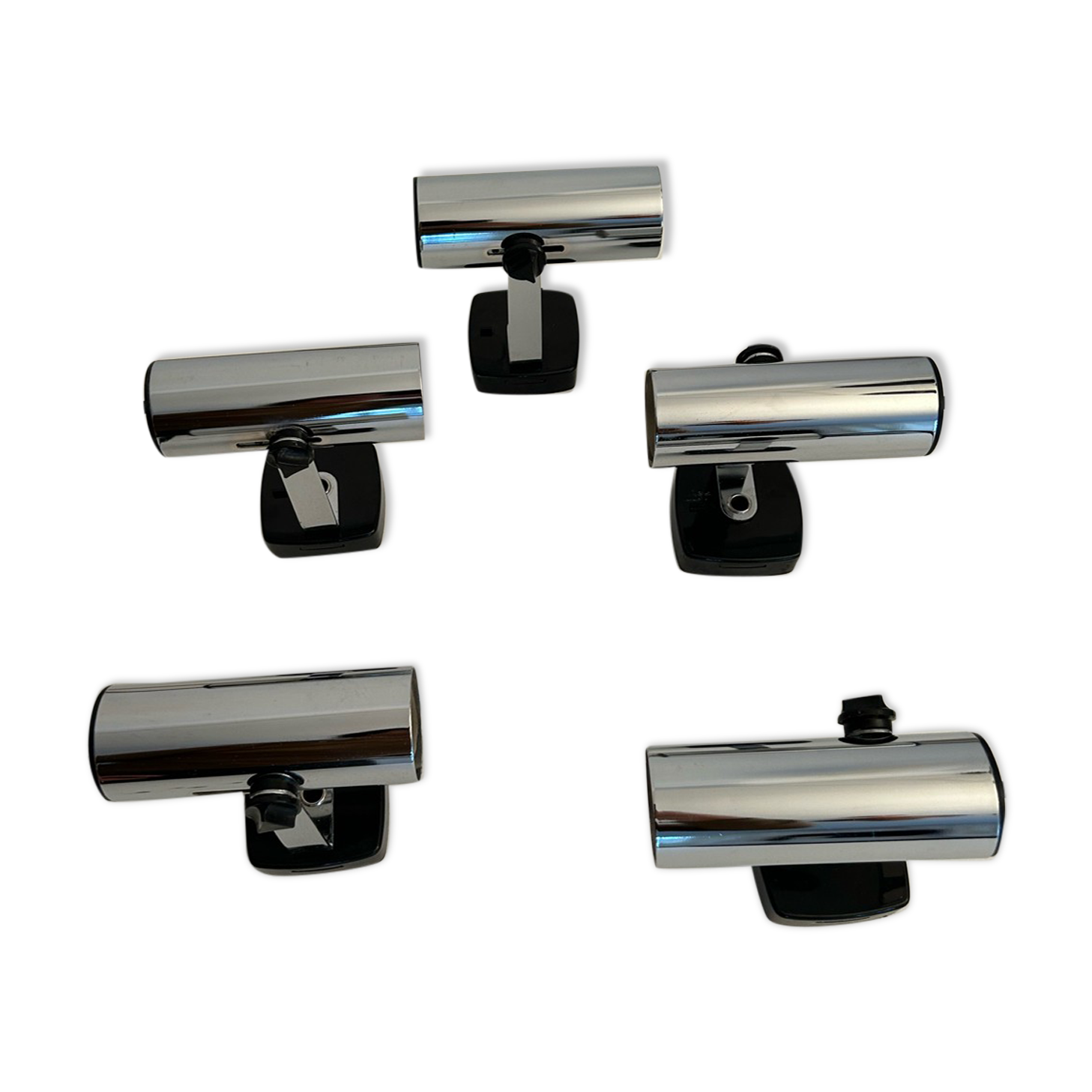 Set of 5 vintage chrome swivel wall lamps, Italy 1970