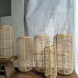 Large lantern-shaped rattan pendant lamp H50 D24