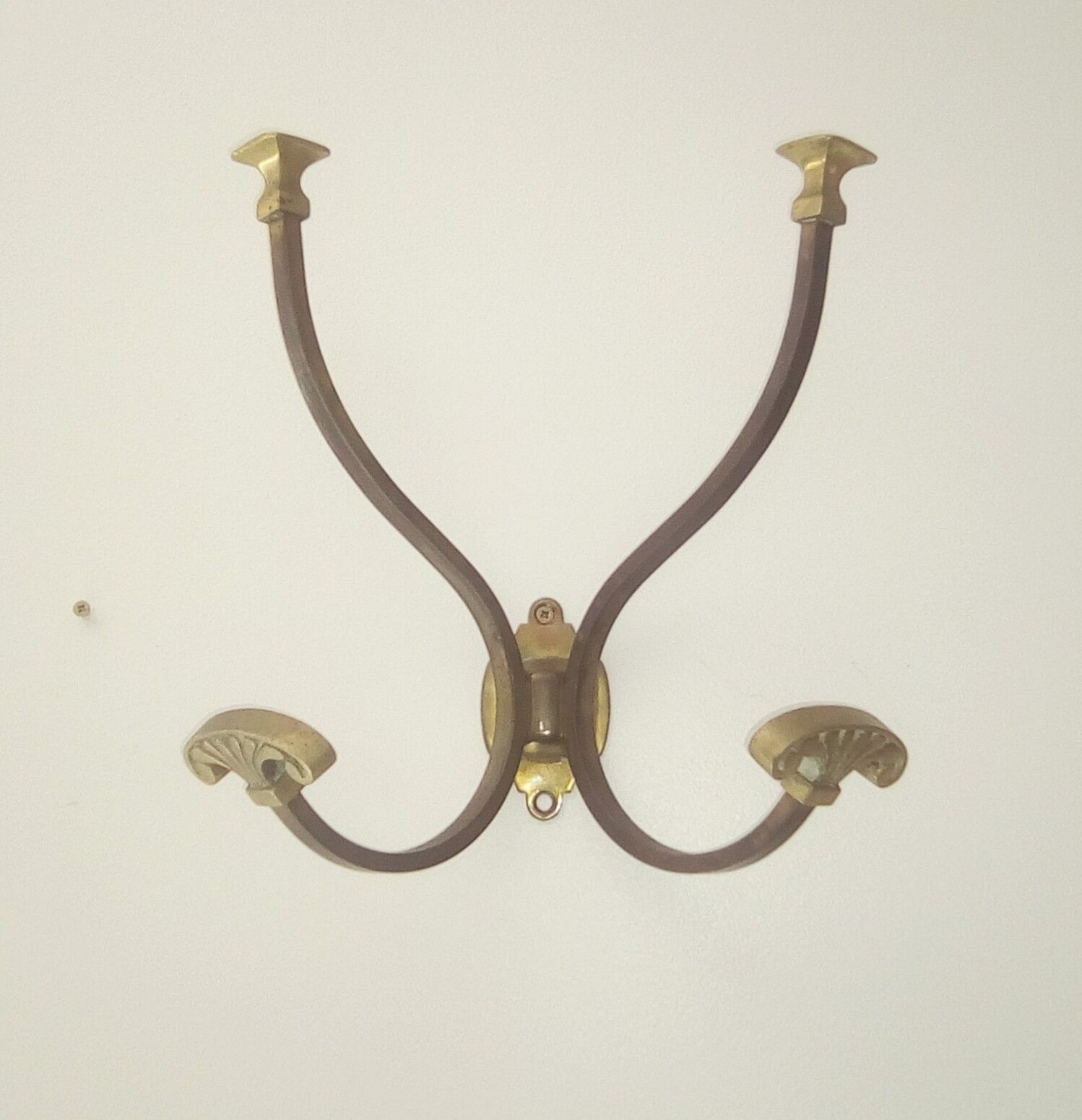 Wall-mounted wall-mounted coat rack in solid brass 50s/60s