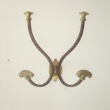 Wall-mounted wall-mounted coat rack in solid brass 50s/60s