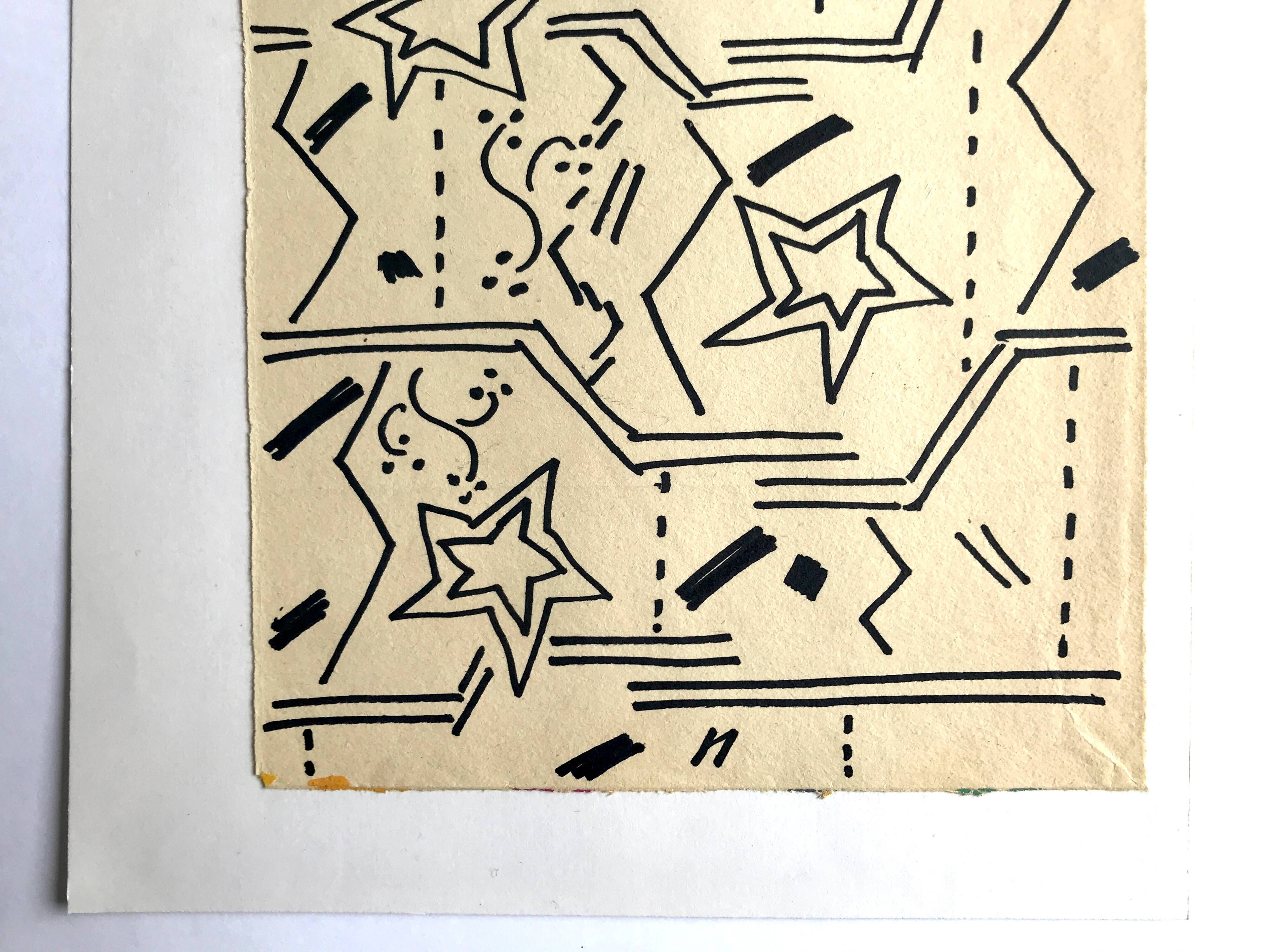 Elie dayan, untitled (abstract composition 1). felt pen on paper