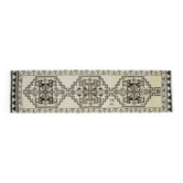 Tapis couloir vintage turc fait main en laine et coton beige des années 1970 96x361