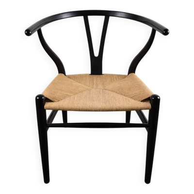 Chaise en chêne laqué avec cordon, modèle CH-24 ''Wishbone'' par Hans J. Wegner pour Carl Hansen & Søn, Danemark, 1960