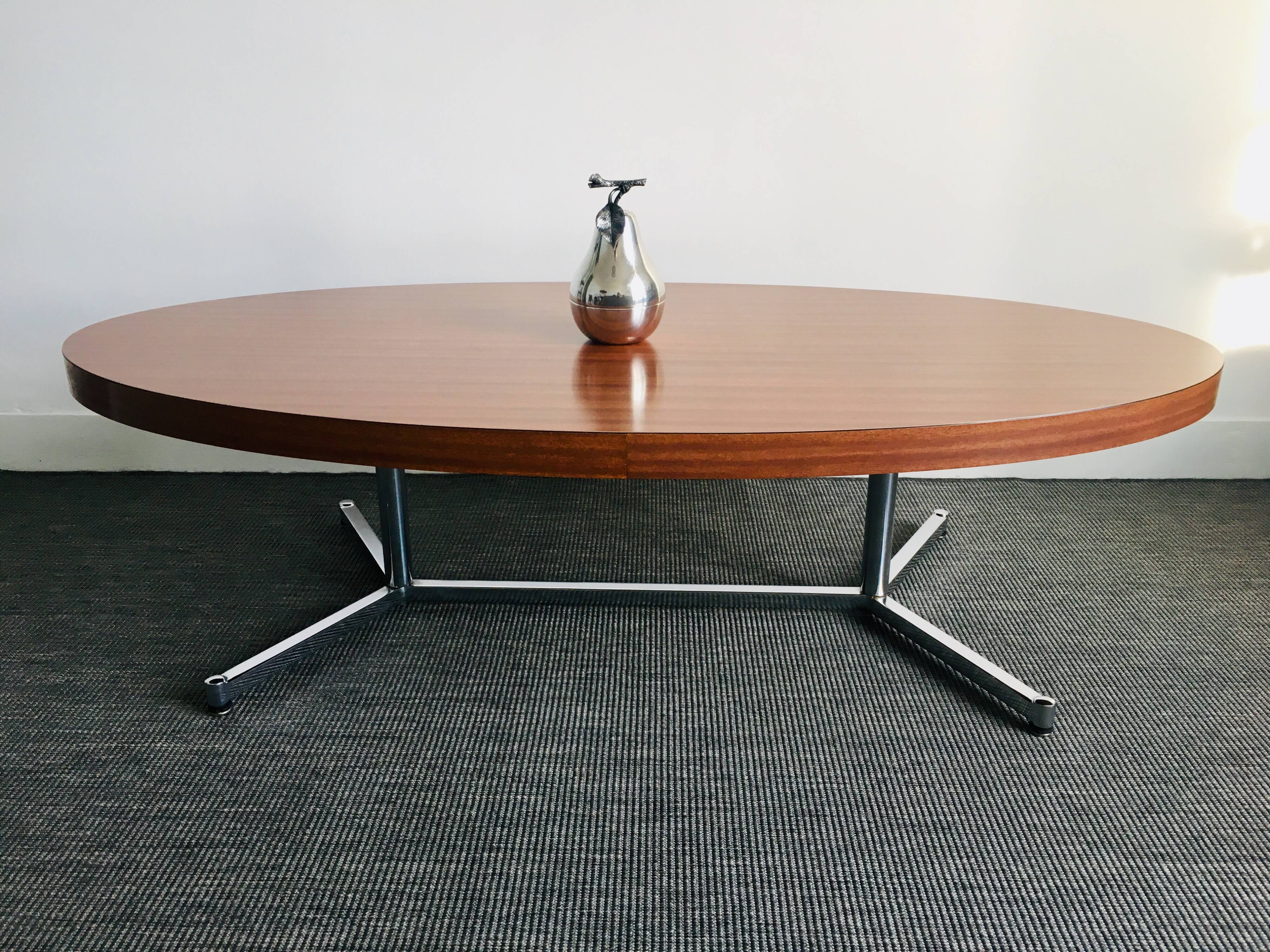 Table design low, oval shape, vintage.