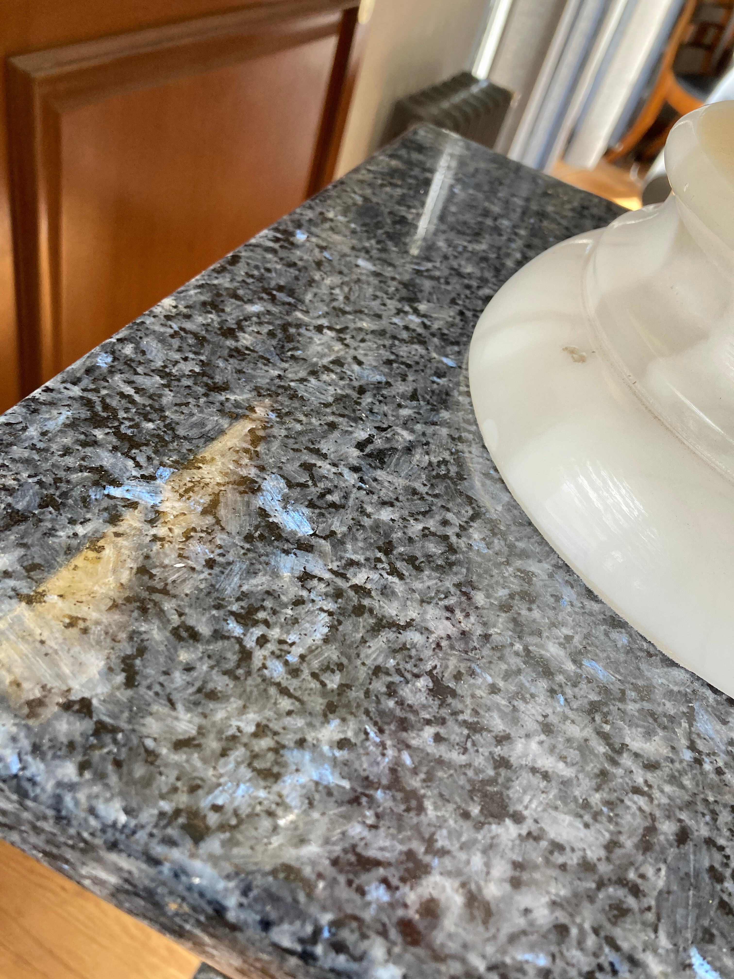 Granite column with pearly reflections