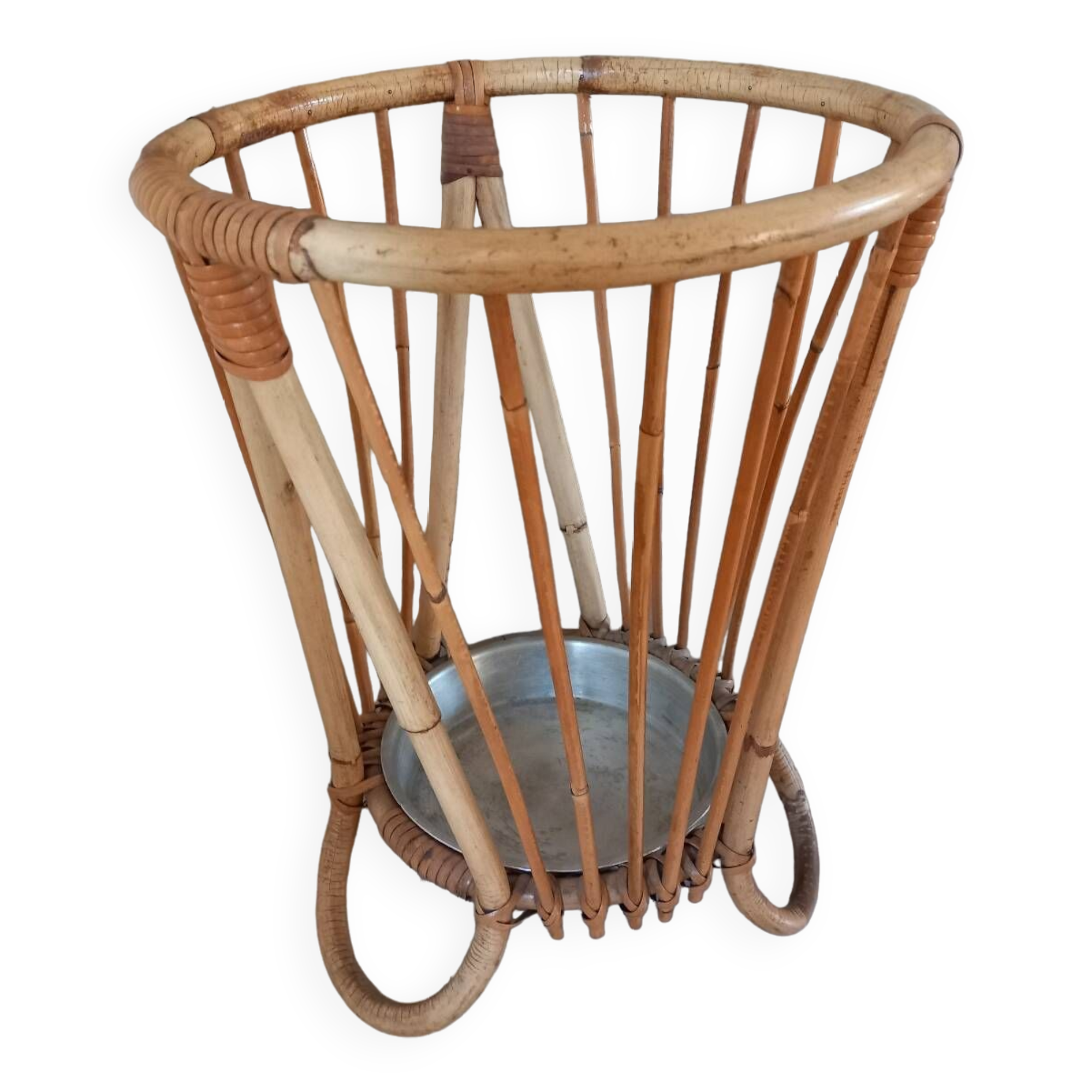 Vintage wicker umbrella stand