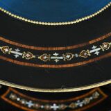 Blackened wooden stool, "Portrait of Louis XVI", Napoleon III - 19th century