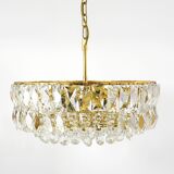 Bakalowits Vienna Grand Chandelier in Gilded Brass and Crystal Glass, Austria, 1970s