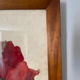 Tableau ancien, nature morte aux coquelicots, années 60
