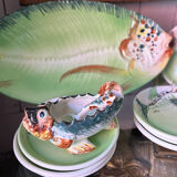 Vintage Vallauris ceramic dinnerware set. Fish design. 1960s