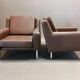Fauteuil cuir marron design classique scandinave 1950