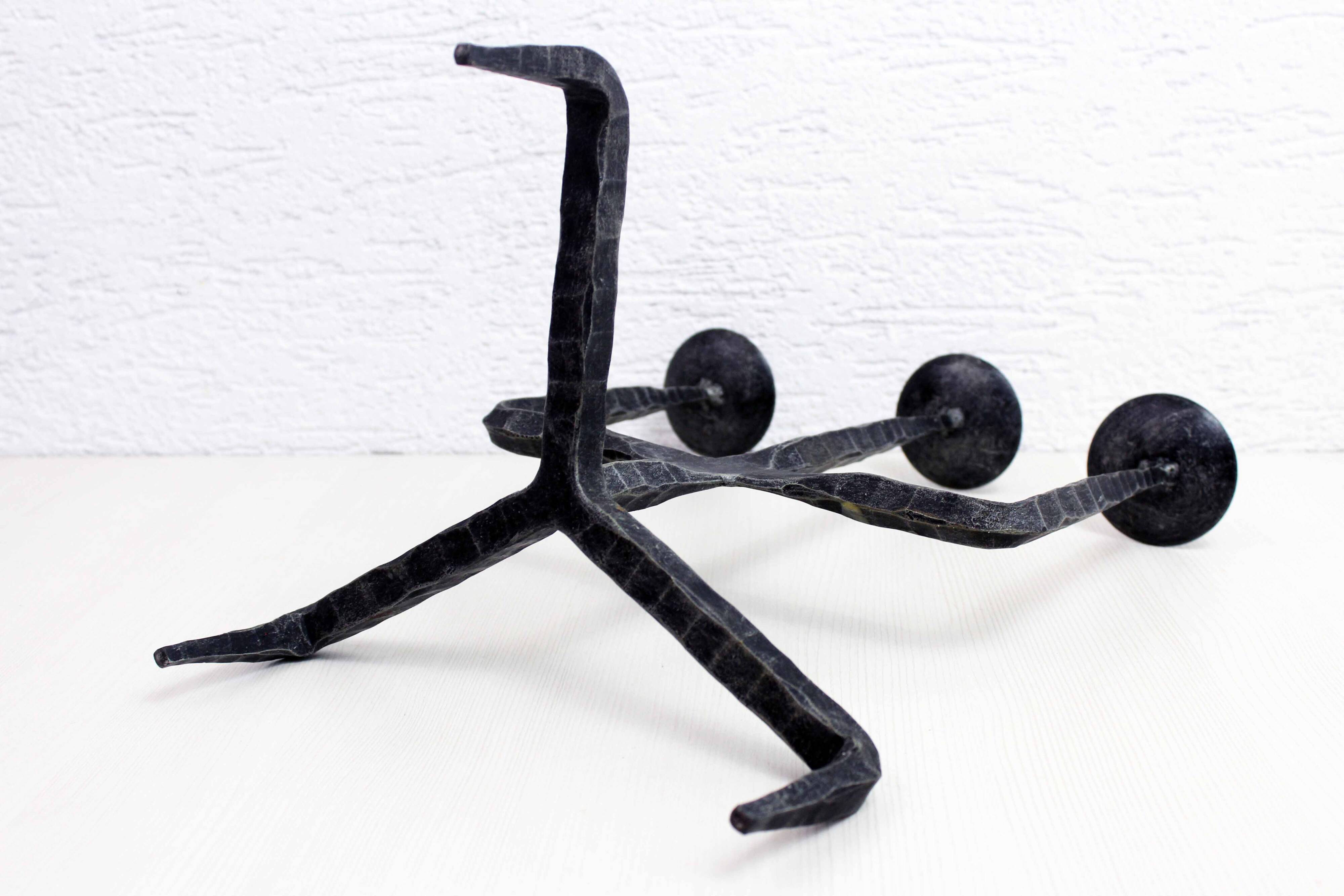 Brutalist cast iron candle holder 1950