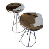 Pair 2 high bar stools all chrome