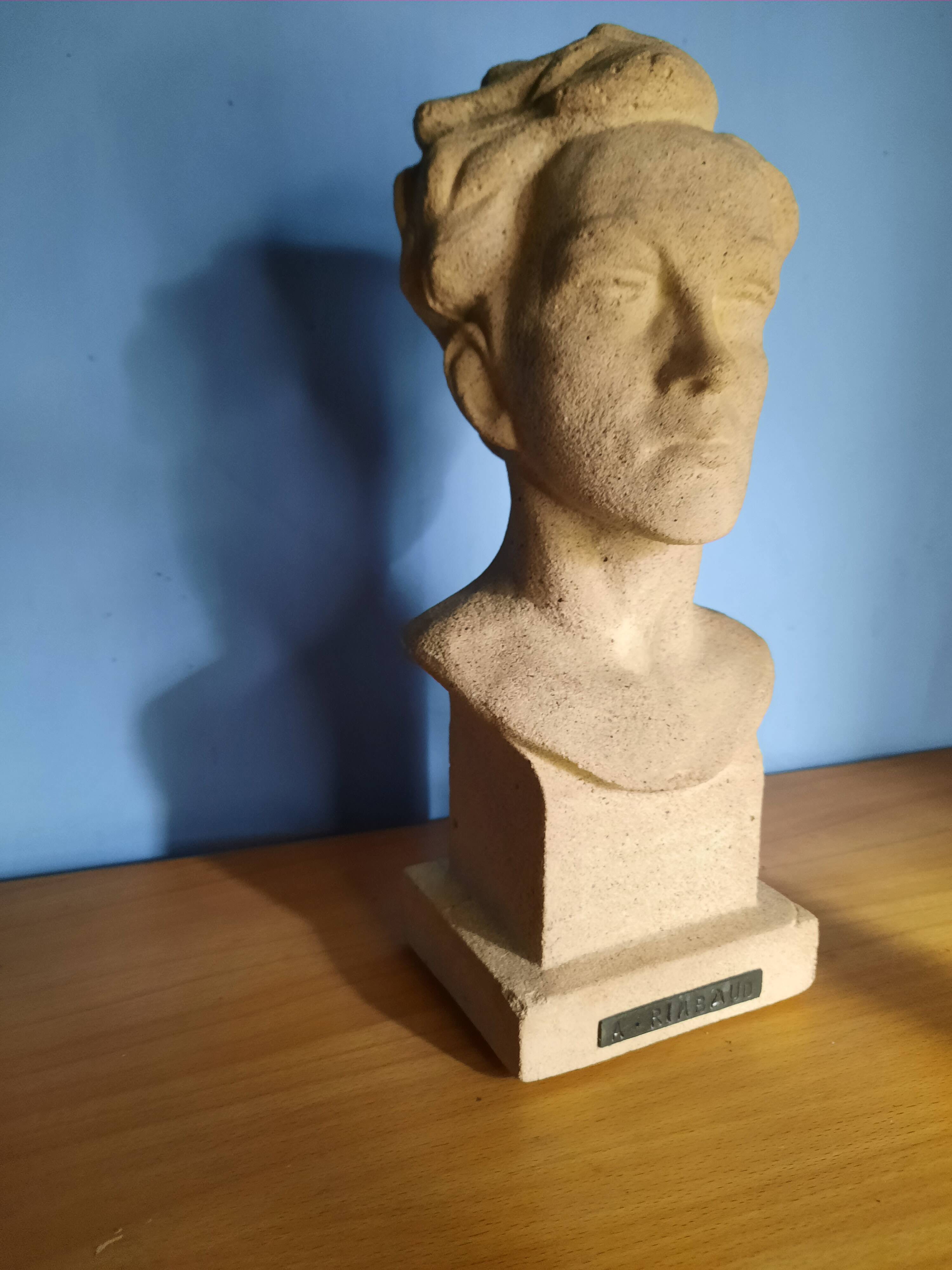 Bust of Arthur Rimbaud in stone