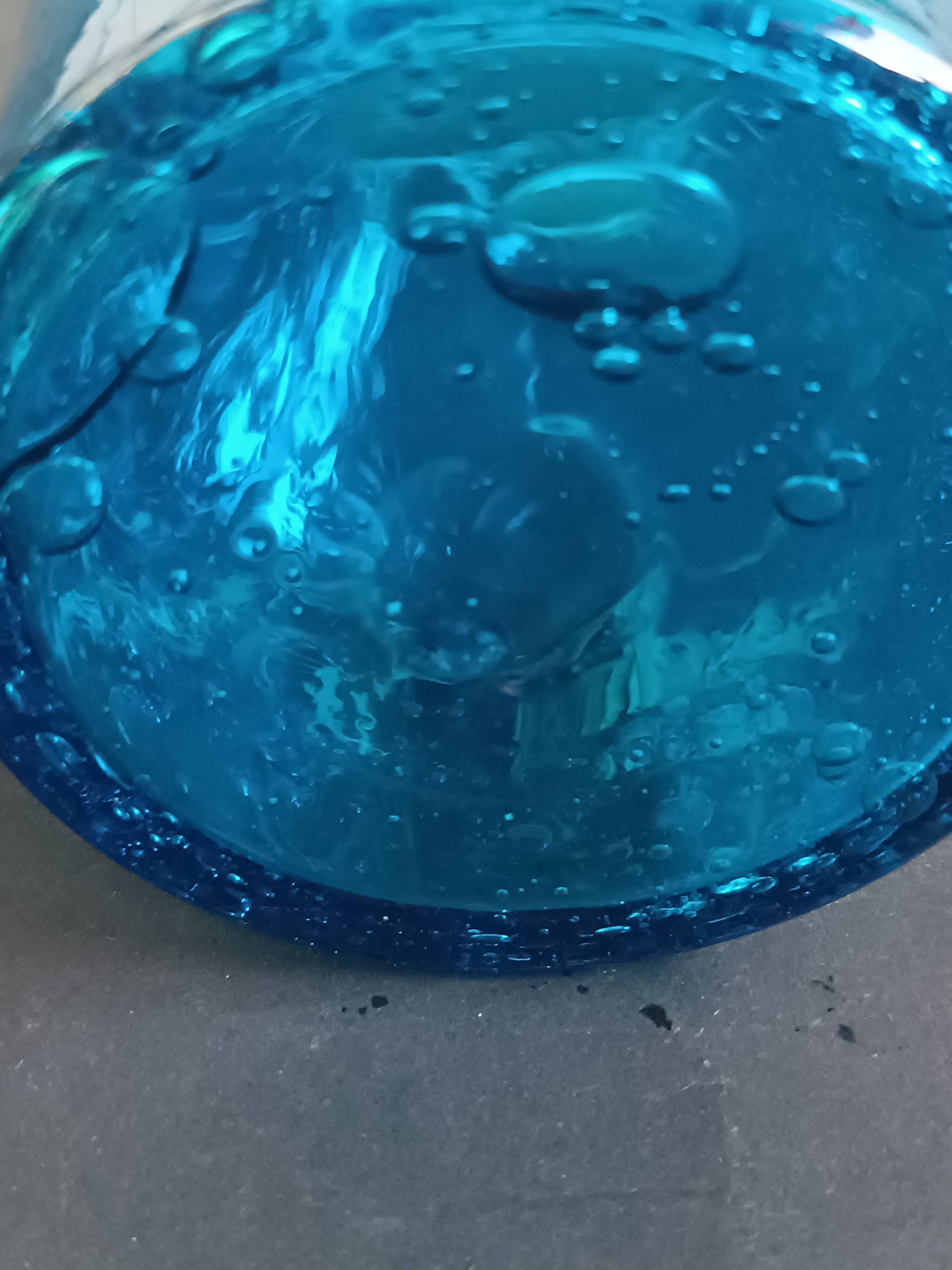 Blue bubbled glass vase Top Design Italy 1970