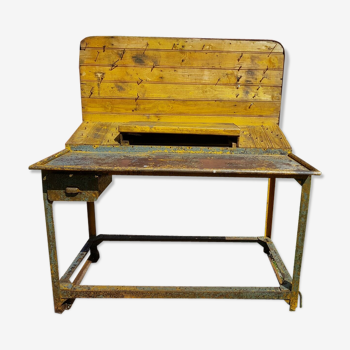 Former industrial workbench wood and metal