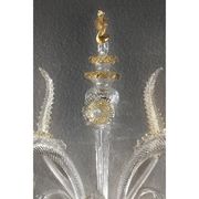Italian Luxury Wall Sconce in Clear Murano Glass With Gold Floral Motifs