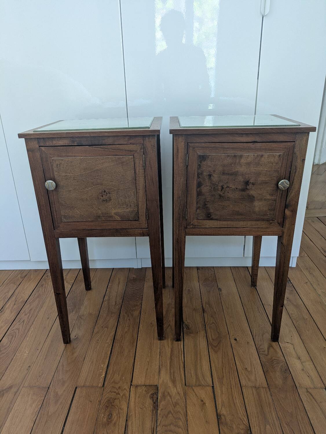Pair of mirrored bedside tables
