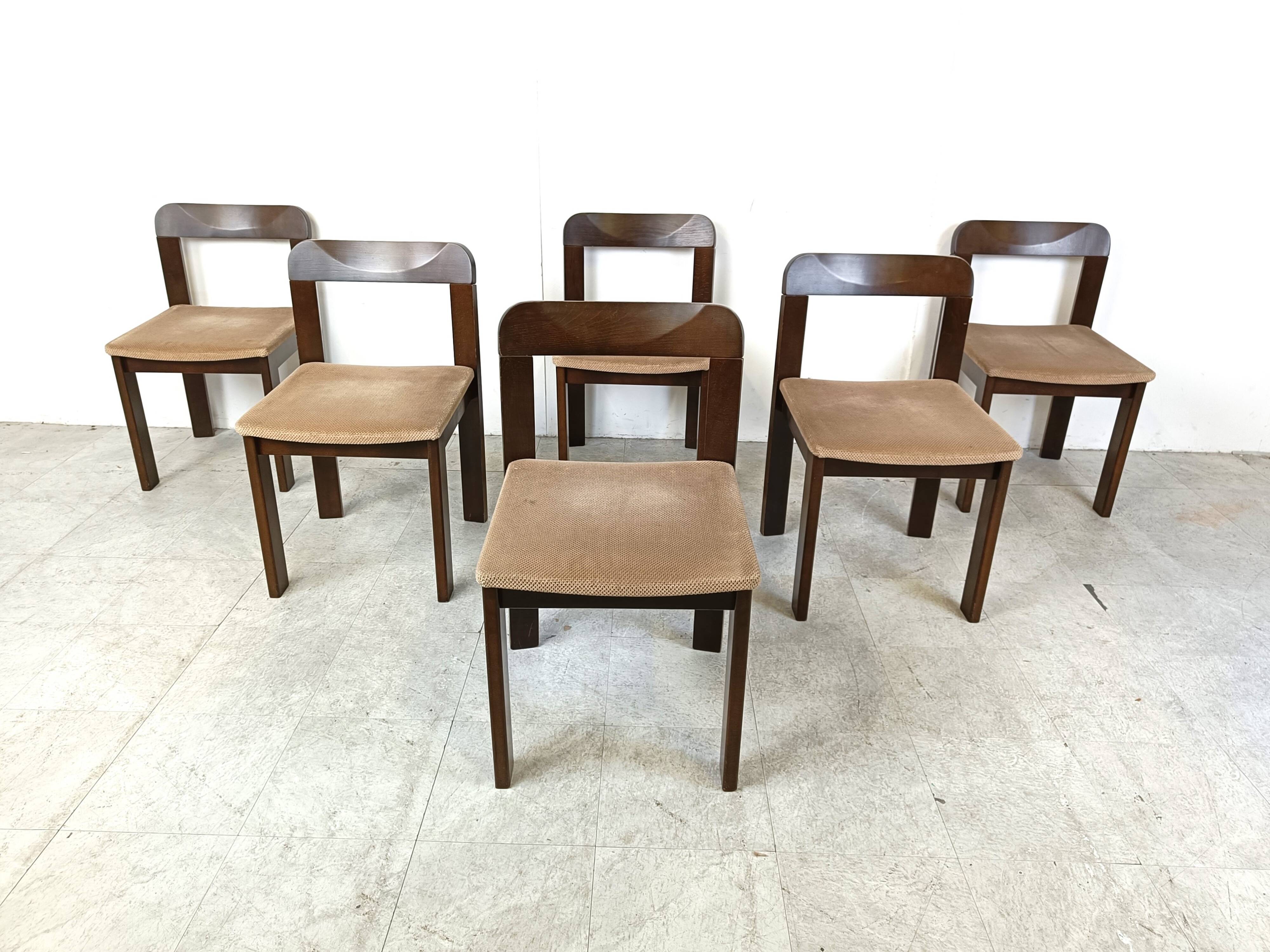 Vintage brutalist dining chairs, set of 6 - 1970s