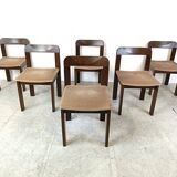 Vintage brutalist dining chairs, set of 6 - 1970s