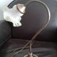Lampe à poser abat jour fleur à  bord vert vintage