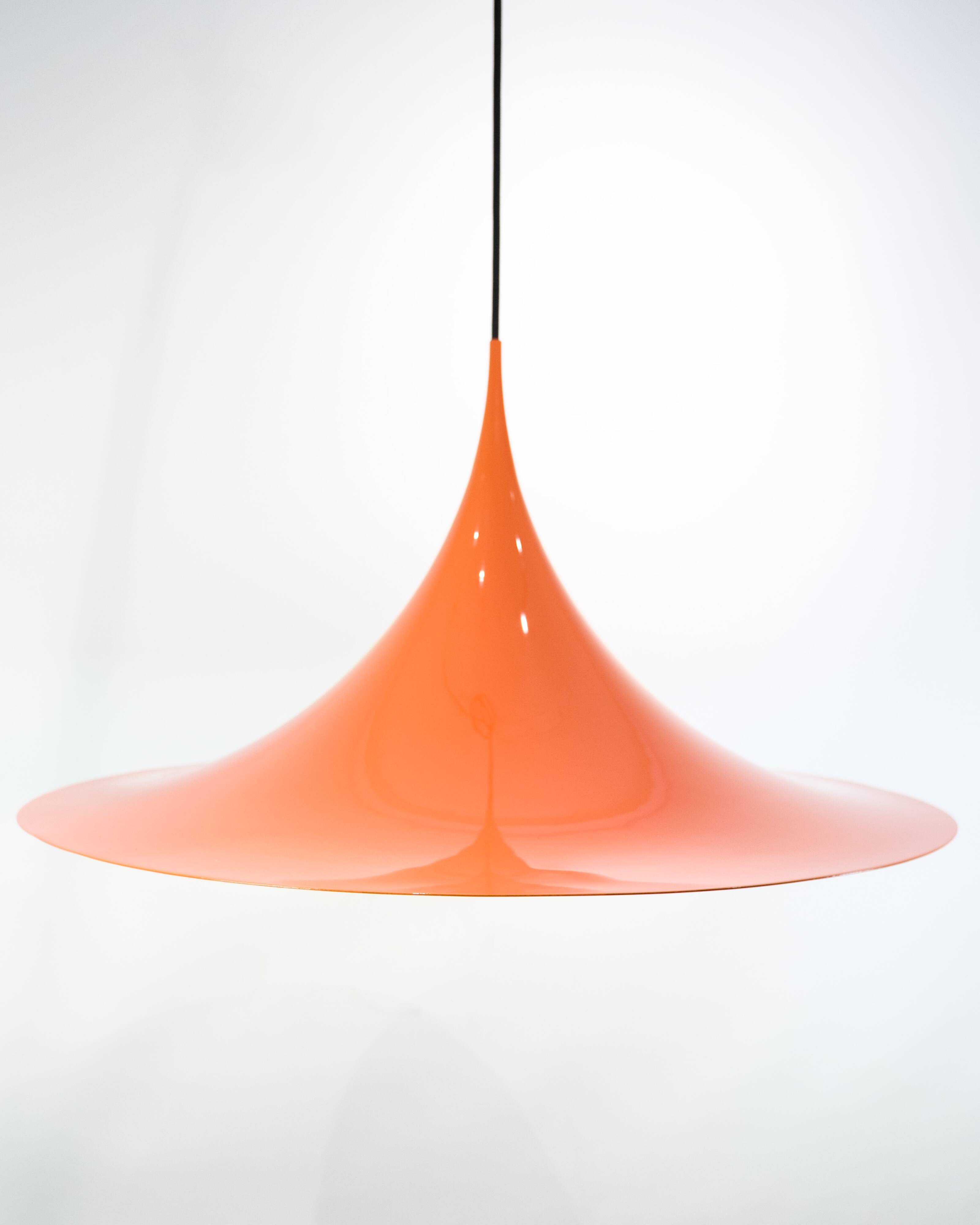 Large Trumpet Pendant In Orange By Claus Bonderup For Fog & Mørup From 1970
