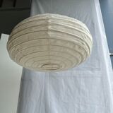 Suspension in rattan and natural japanese linen lantern shape h70 d50