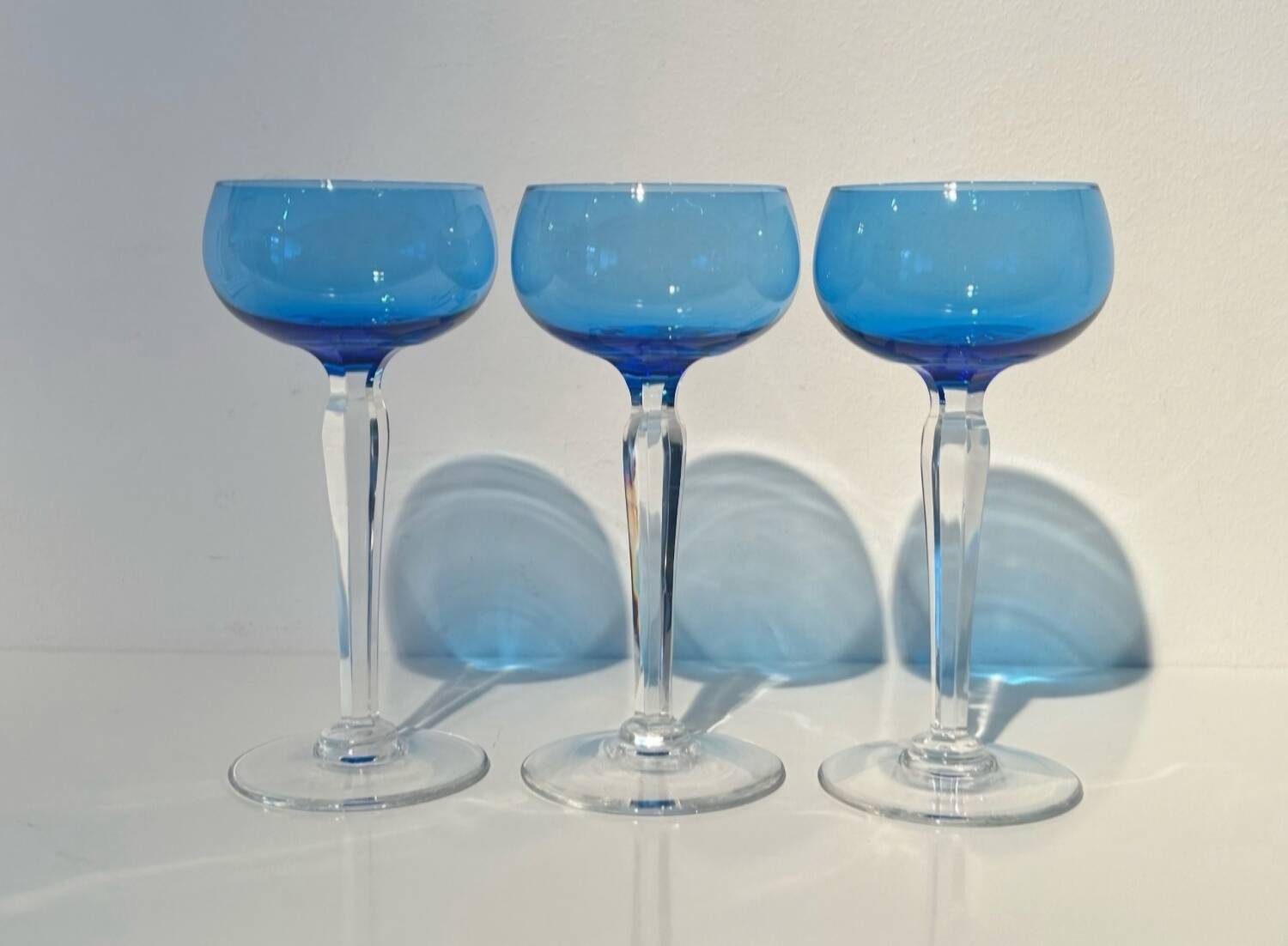 Six crystal wine glasses Val Saint Lambert model Saumur.