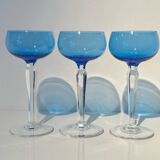Six crystal wine glasses Val Saint Lambert model Saumur.