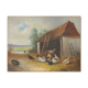 Huile sur toile "Poules"