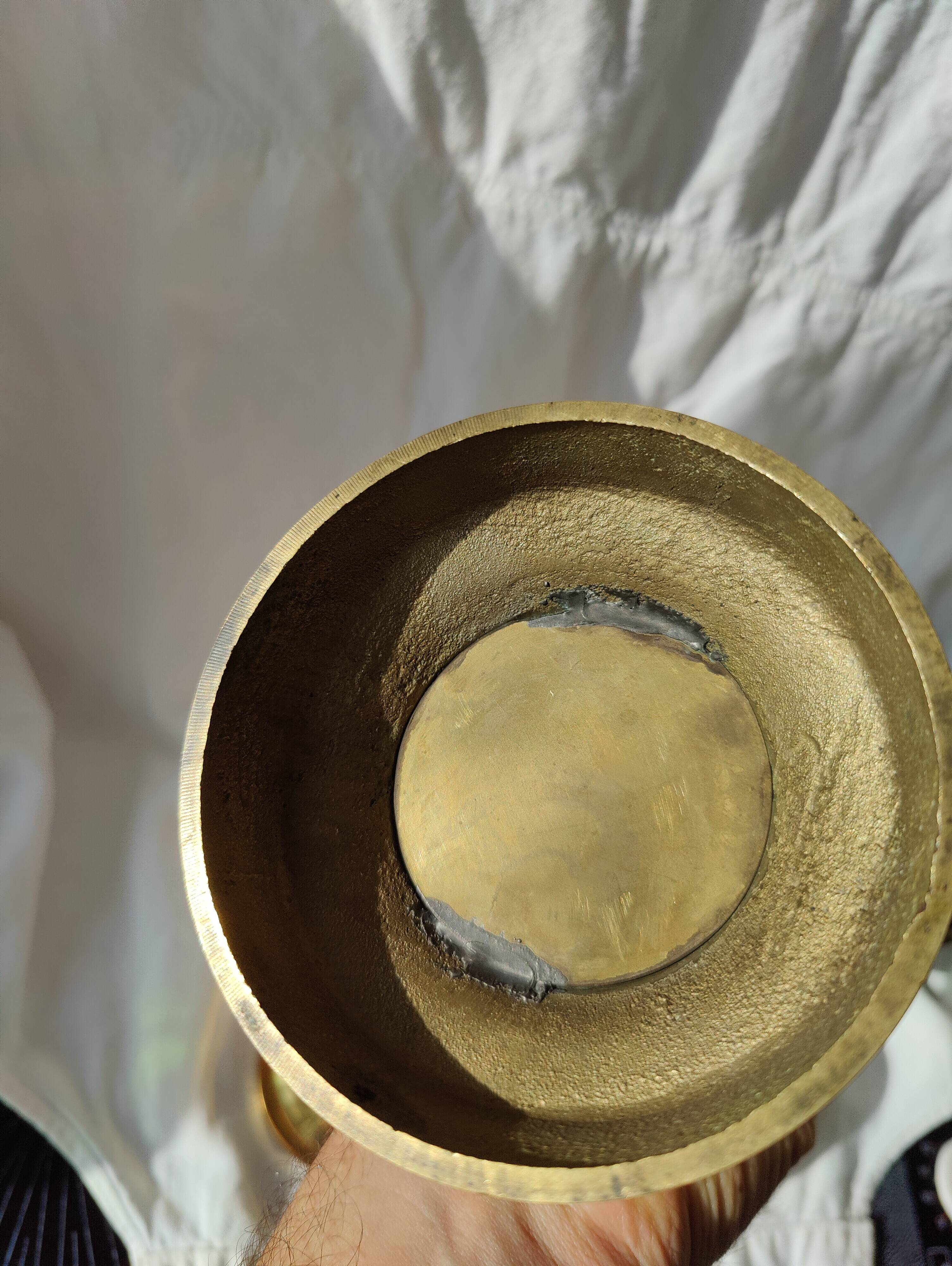 Pair of brass altar candlesticks, mid-20th century