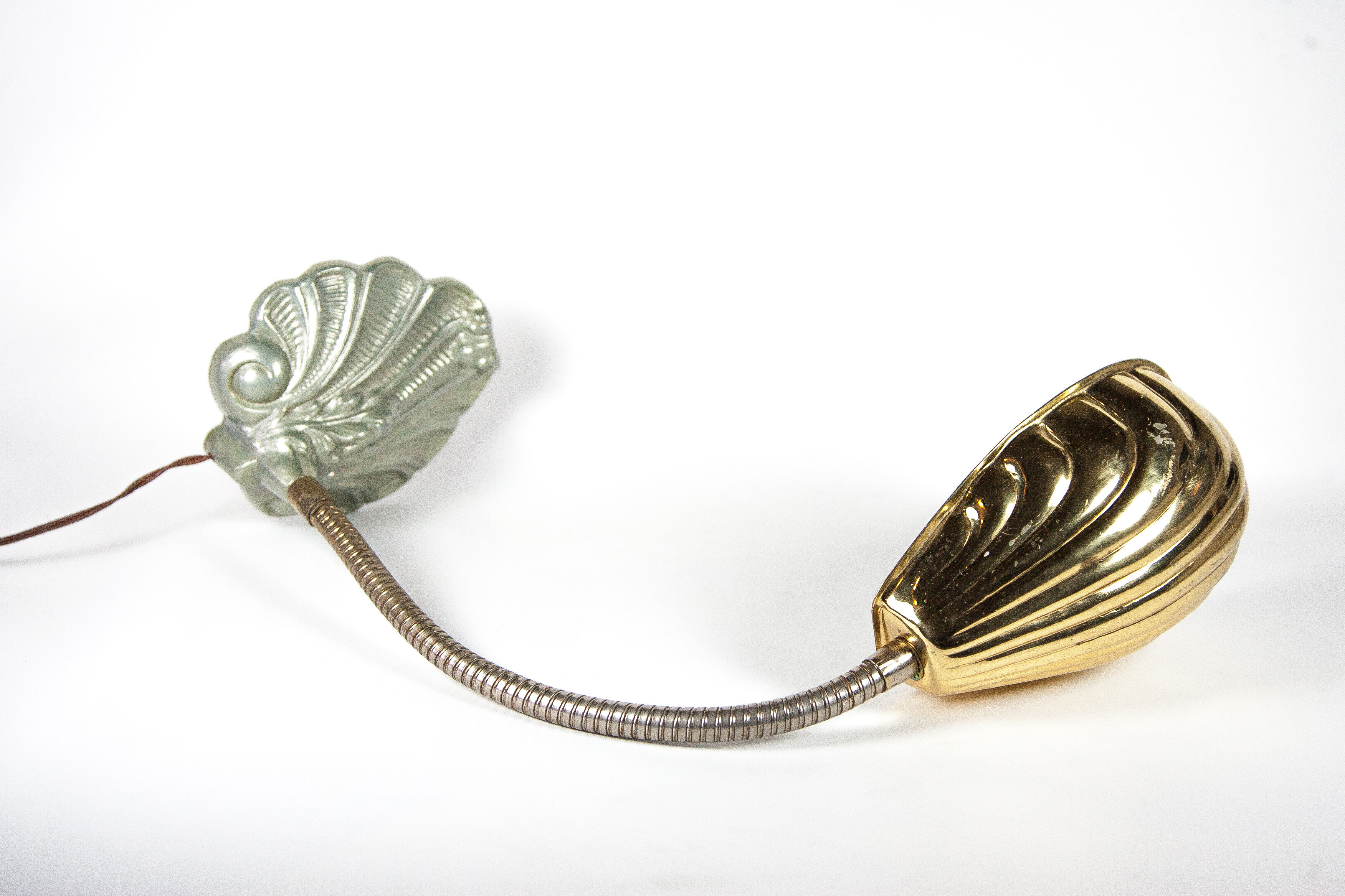 Vintage, lamp, lamp lamp bedside, lampe lamp table lamp metal and cast aluminum, shell, office, art deco lamp, table lamp