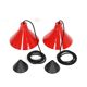 Set of 2 Nordisk Solar Compagni “Super Space” pendant lights, red, small version, Danish modern design, 1970s