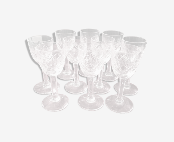 Suite de 10 verres à gouttes Lemberg Cristal de Lorraine