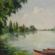 Madeleine Bruno: an old painting depicting a river landscape.