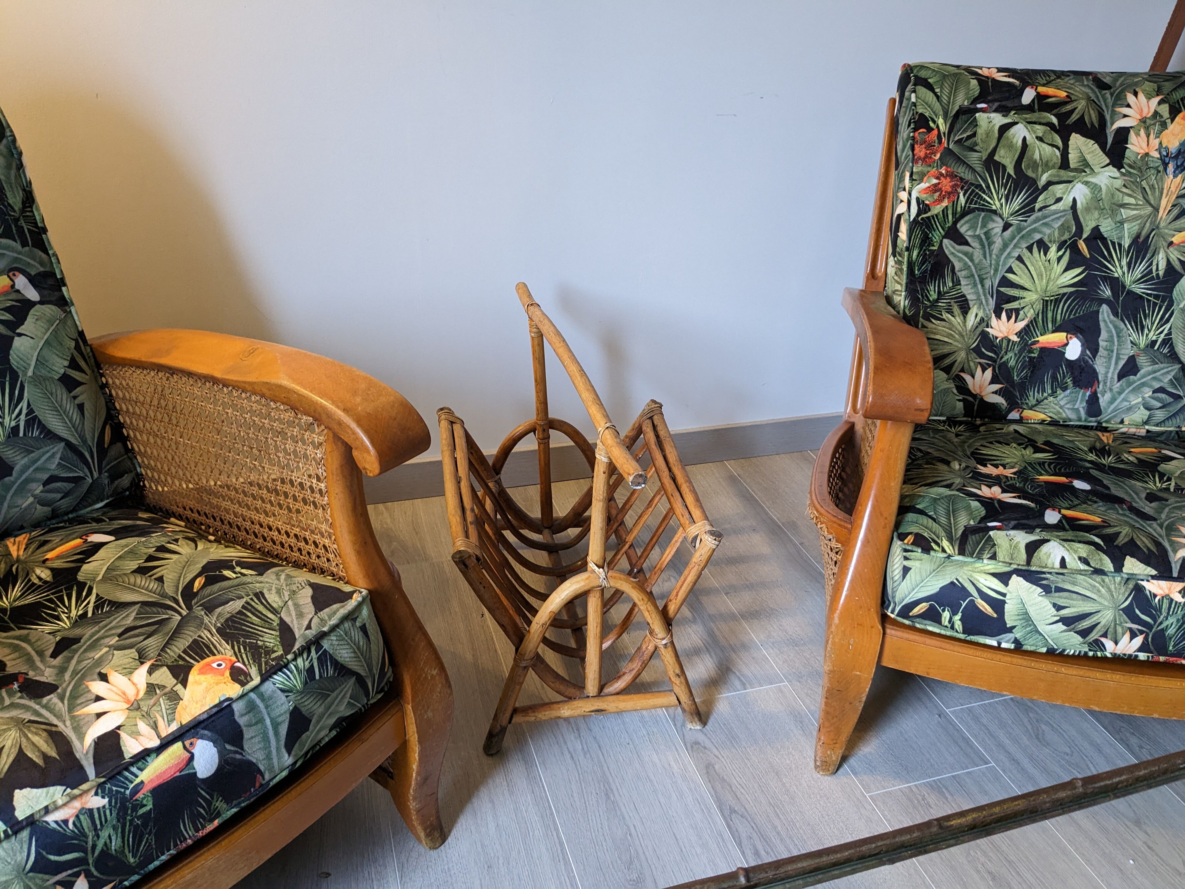 Vintage rattan magazine holders