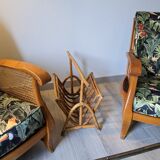 Vintage rattan magazine holders