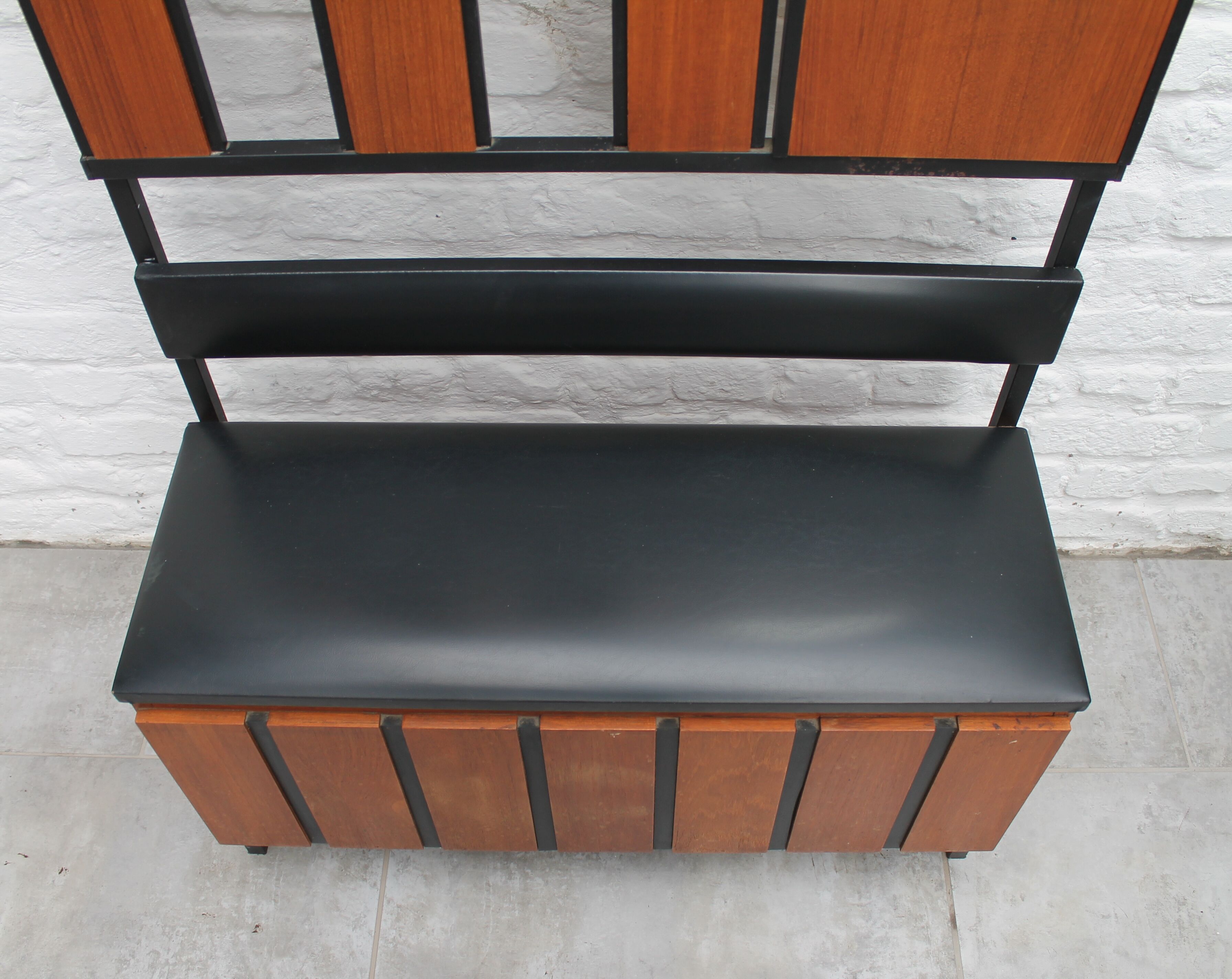 Vintage coat rack with bench and mirror 1960