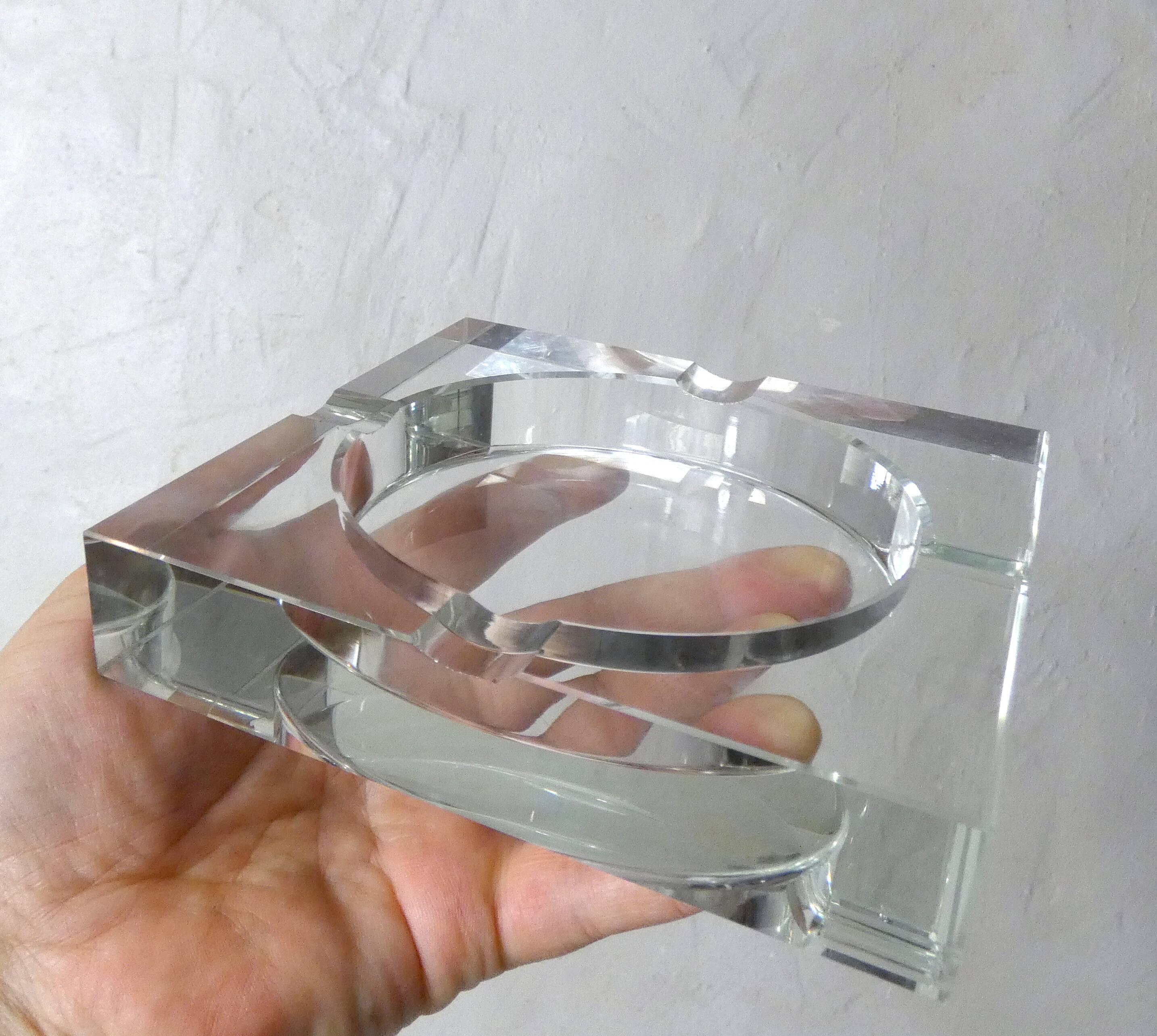 Vintage glass and leather ashtray box