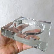 Coffret cendrier en verre et cuir vintage