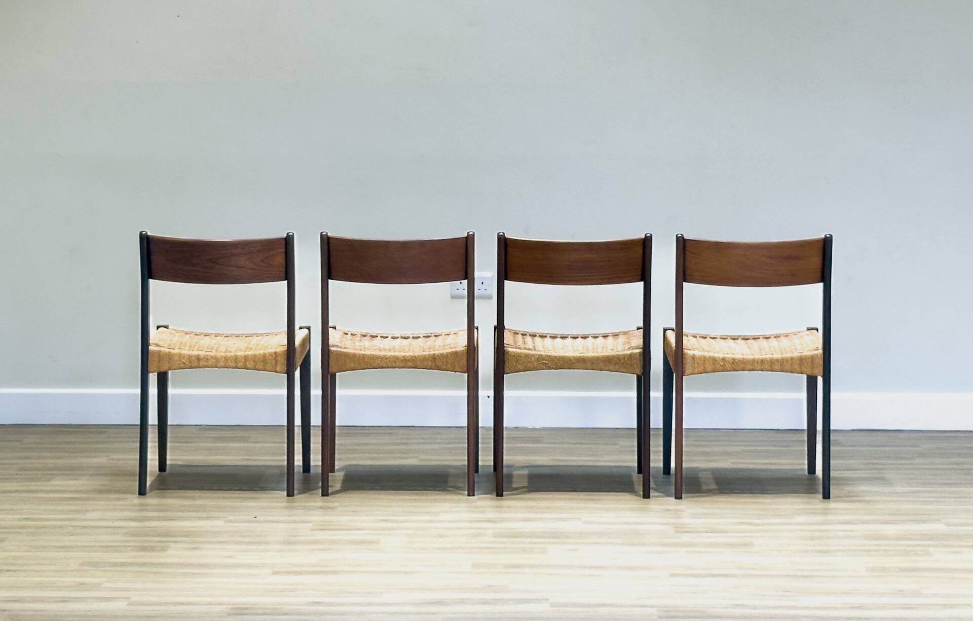 Danish chairs in teak and paper cord by Poul Volther (1960)